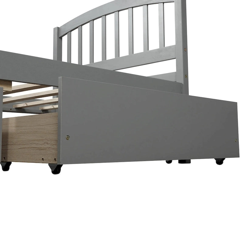 Twin Size Wood Platform Storage Bed with Drawers