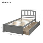 Twin Size Wood Platform Storage Bed with Drawers
