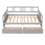 Full Size Daybed Wood Bed with Two Drawers