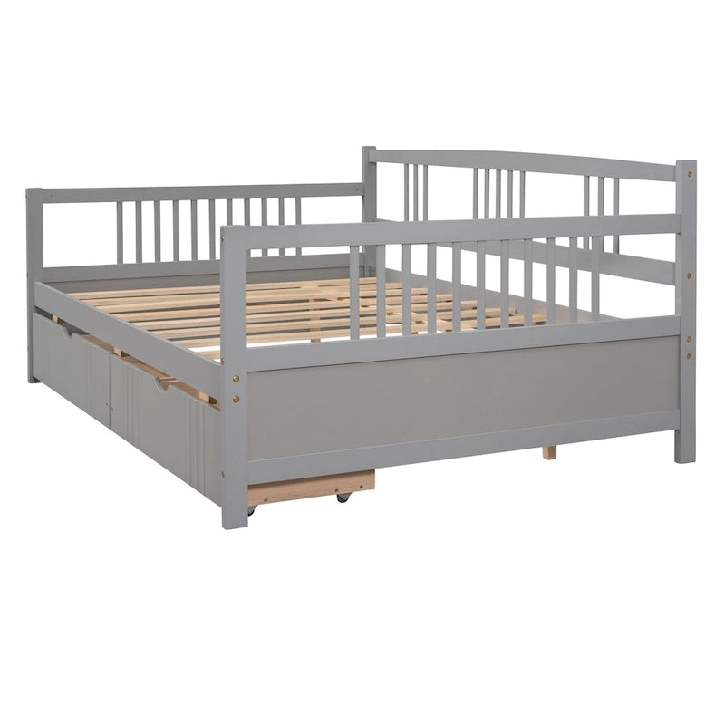 Full Size Daybed Wood Bed with Two Drawers