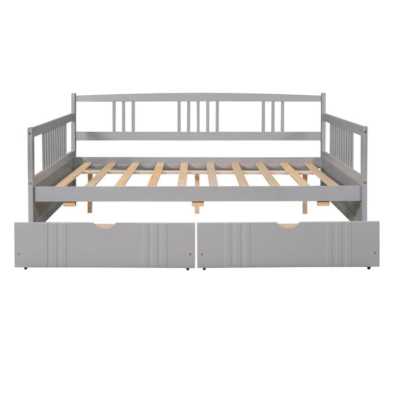 Full Size Daybed Wood Bed with Two Drawers