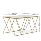 Sardis Modern Glam Handcrafted Marble Top Coffee Table by Christopher Knight Home - 37.00 L x 19.00 W x 18.00 H