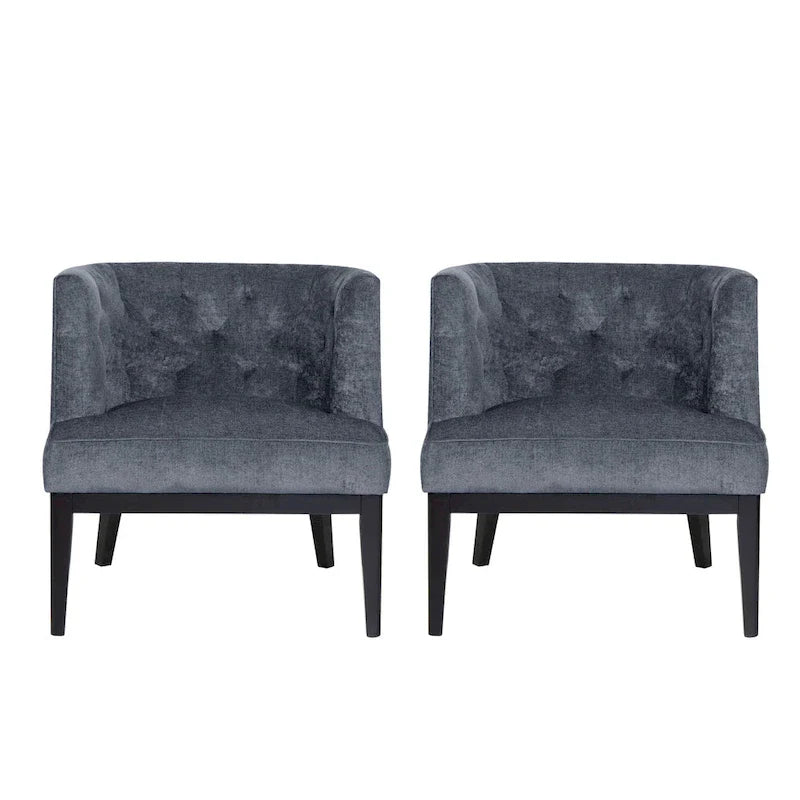 Clough Fabric or Faux Leather Tufted Accent Chair (Set of 2) by Christopher Knight Home
