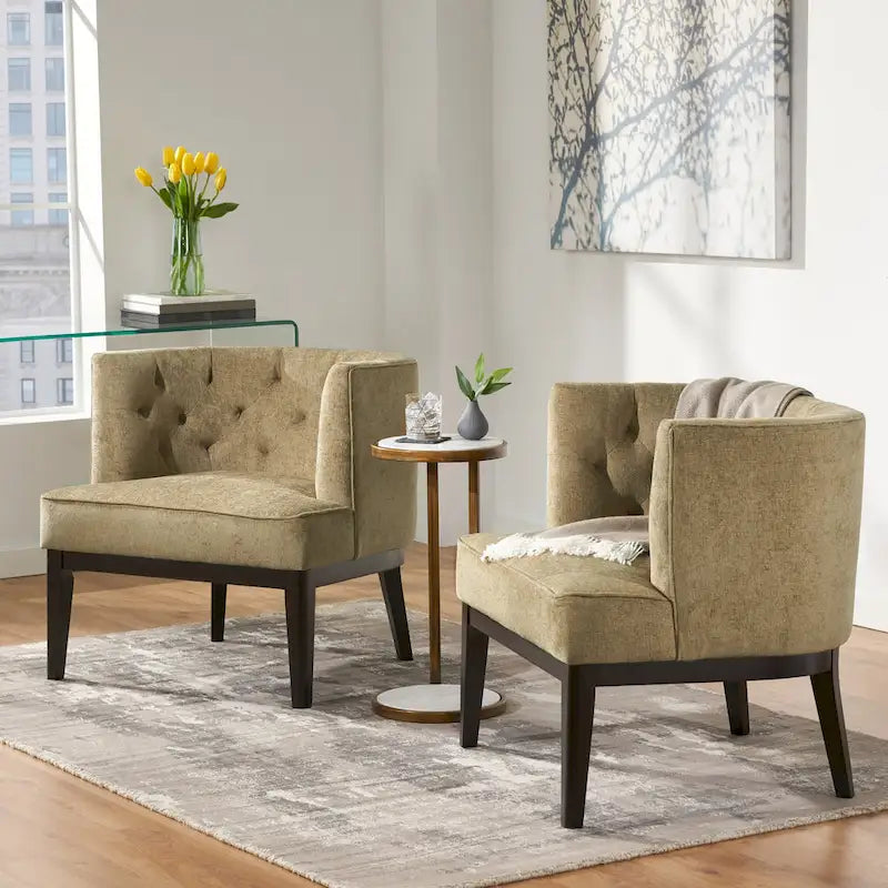 Clough Fabric or Faux Leather Tufted Accent Chair (Set of 2) by Christopher Knight Home