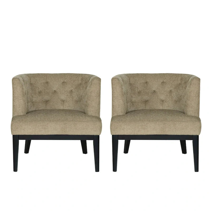 Clough Fabric or Faux Leather Tufted Accent Chair (Set of 2) by Christopher Knight Home