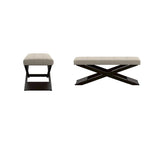 Marzala Beige Linen Wood X-Base Bench