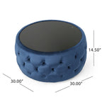Chana Glam Velvet and Tempered Glass Coffee Table Ottoman by Christopher Knight Home