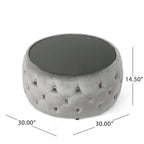 Chana Glam Velvet and Tempered Glass Coffee Table Ottoman by Christopher Knight Home