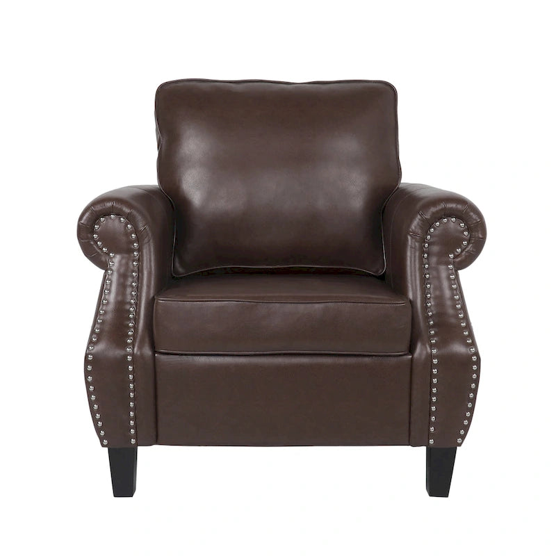 Dowd Faux Leather Club Chair with Nailhead Trim by Christopher Knight Home