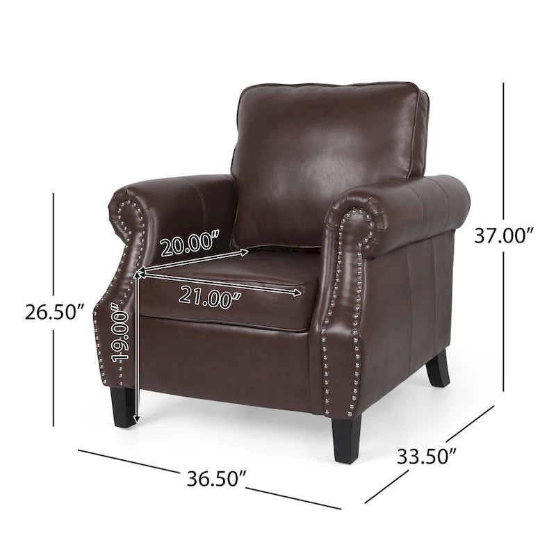Dowd Faux Leather Club Chair with Nailhead Trim by Christopher Knight Home