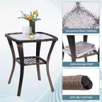 Costway 3 PCS Patio Furniture Set Rocking Chairs Set of 2 with Glass Top Side Table