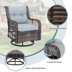 Costway 3 PCS Patio Furniture Set Rocking Chairs Set of 2 with Glass Top Side Table