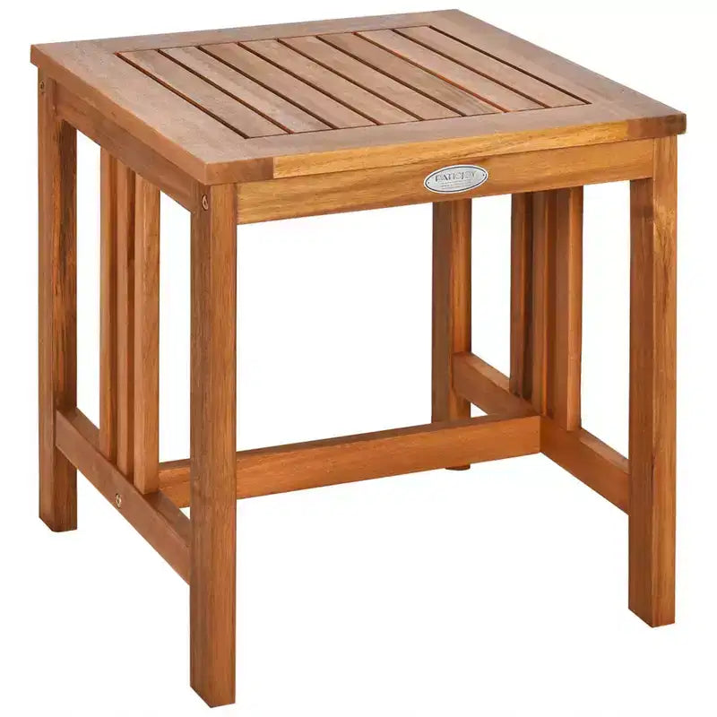 Costway 3 Pieces Acacia Wood Rocking Bistro Set with Coffee Table and Cushions for Lawn