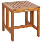 Costway 3 Pieces Acacia Wood Rocking Bistro Set with Coffee Table and Cushions for Lawn