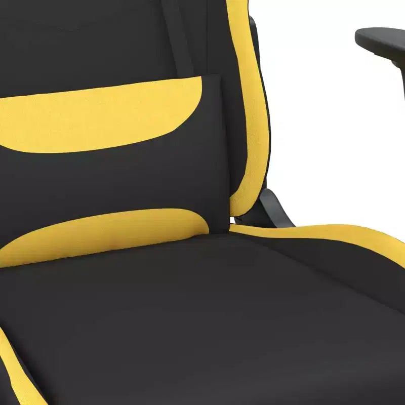 vidaXL Gaming Chair with Footrest, Black and Yellow, Fabric