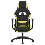 vidaXL Massage Gaming Chair with Footrest, Black and Light Green, Fabric