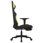 vidaXL Massage Gaming Chair with Footrest, Black and Light Green, Fabric
