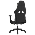 vidaXL Massage Gaming Chair with Footrest, Black and Light Green, Fabric