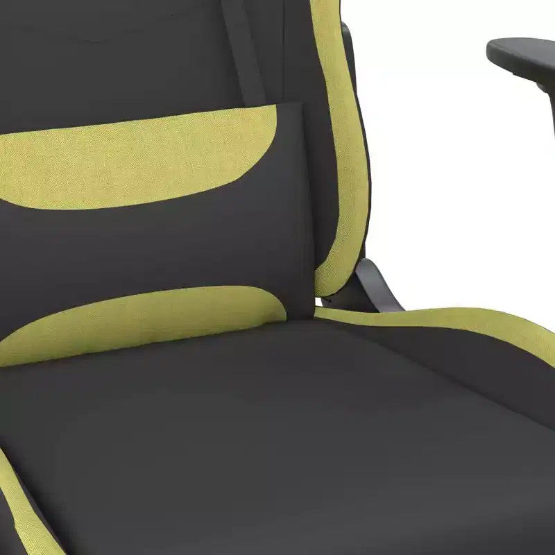 vidaXL Gaming Chair with Footrest, Black and Light Green, Fabric