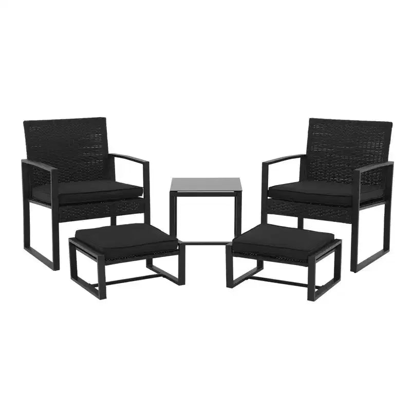 Sunsitt 5pc Steel Wicker Outdoor Patio Conversation Bistro Set