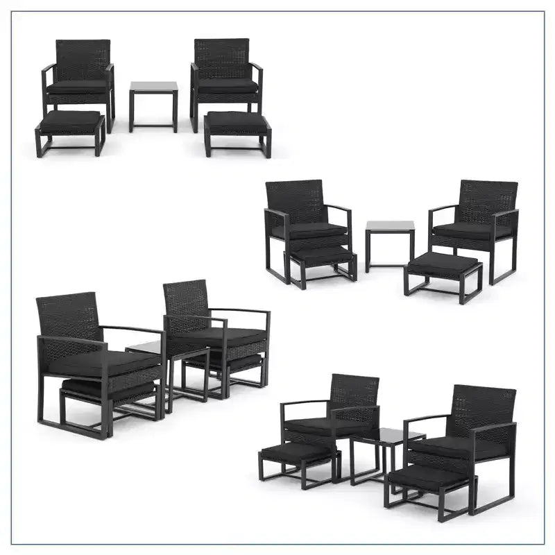 Sunsitt 5pc Steel Wicker Outdoor Patio Conversation Bistro Set