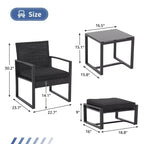 Sunsitt 5pc Steel Wicker Outdoor Patio Conversation Bistro Set