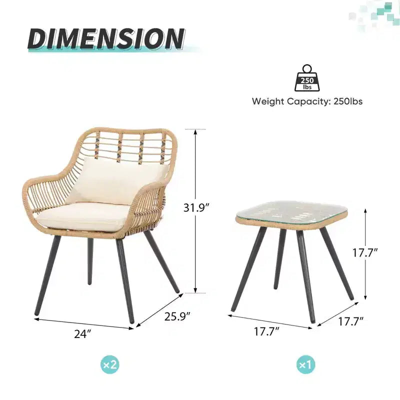 Sunsitt 3pc Outdoor Patio Conversation Bistro Set