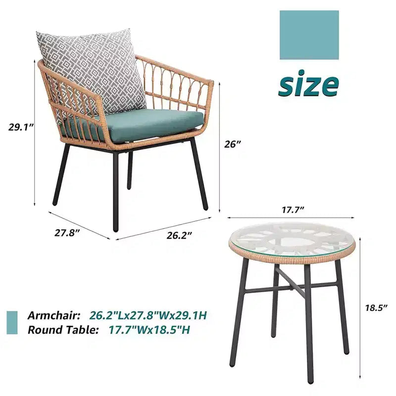 Sunsitt 3pc Outdoor Patio Conversation Bistro Set