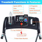 Ksports Multi-Functional Electric Treadmill Home Gym Cardio Strength Training Workout Set w/ Ab Mat, Sit-Up Strap, & Adjustable Incline