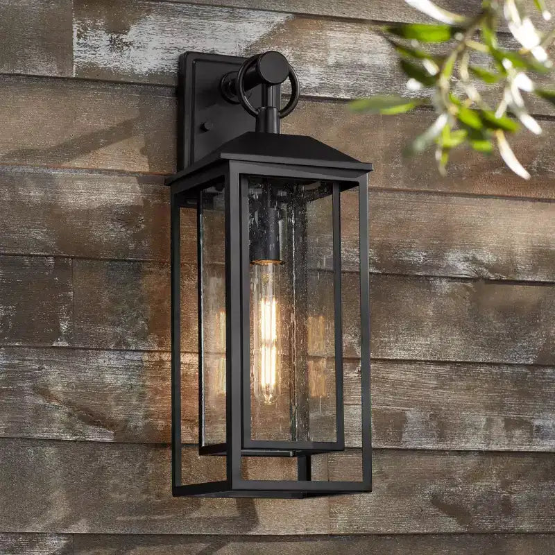 John Timberland Califa 20 High Traditional Outdoor Wall Light Fixture Mount Porch House Exterior Outside Weatherproof Black Clear Glass Shade
