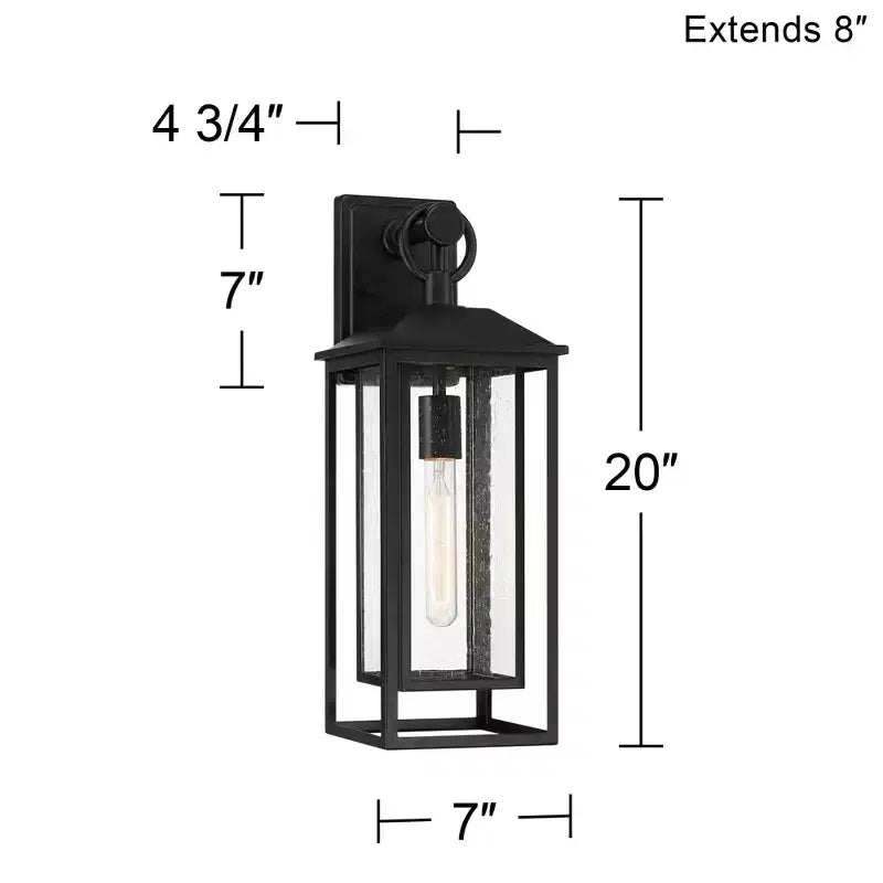 John Timberland Califa 20 High Traditional Outdoor Wall Light Fixture Mount Porch House Exterior Outside Weatherproof Black Clear Glass Shade