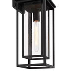 John Timberland Califa 20 High Traditional Outdoor Wall Light Fixture Mount Porch House Exterior Outside Weatherproof Black Clear Glass Shade