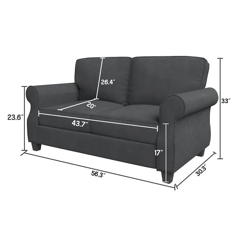 Upholstered Sofa with Solid Wood Frame - 30.30 x 56.30 x 33.10