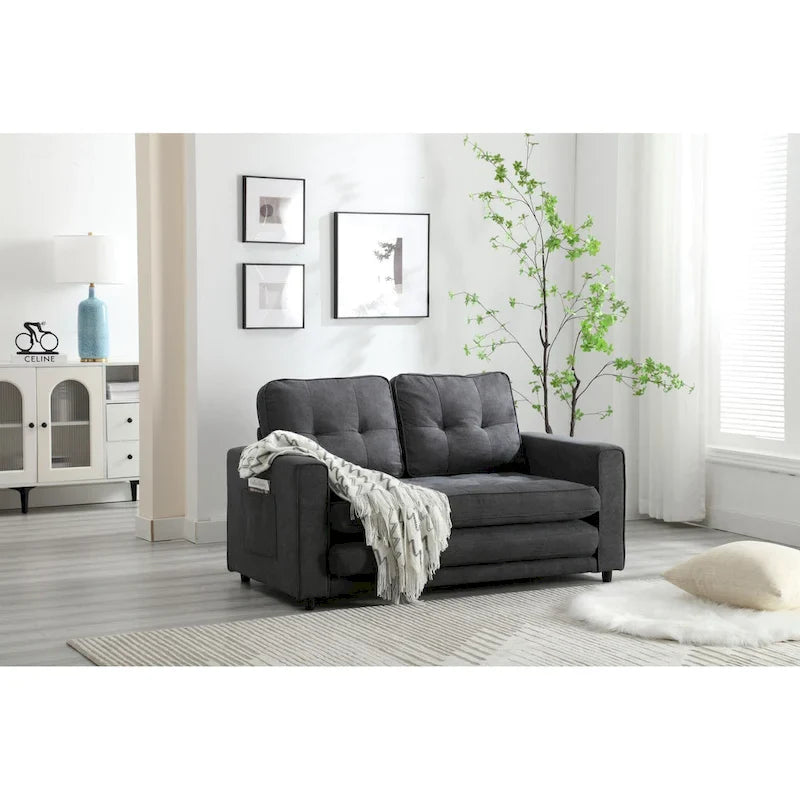Plush Velvet Convertible 3-Fold Sofa Bed - 31.10 x 55.00 x 31.00