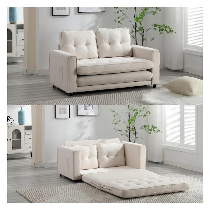Plush Velvet Convertible 3-Fold Sofa Bed - 31.10 x 55.00 x 31.00