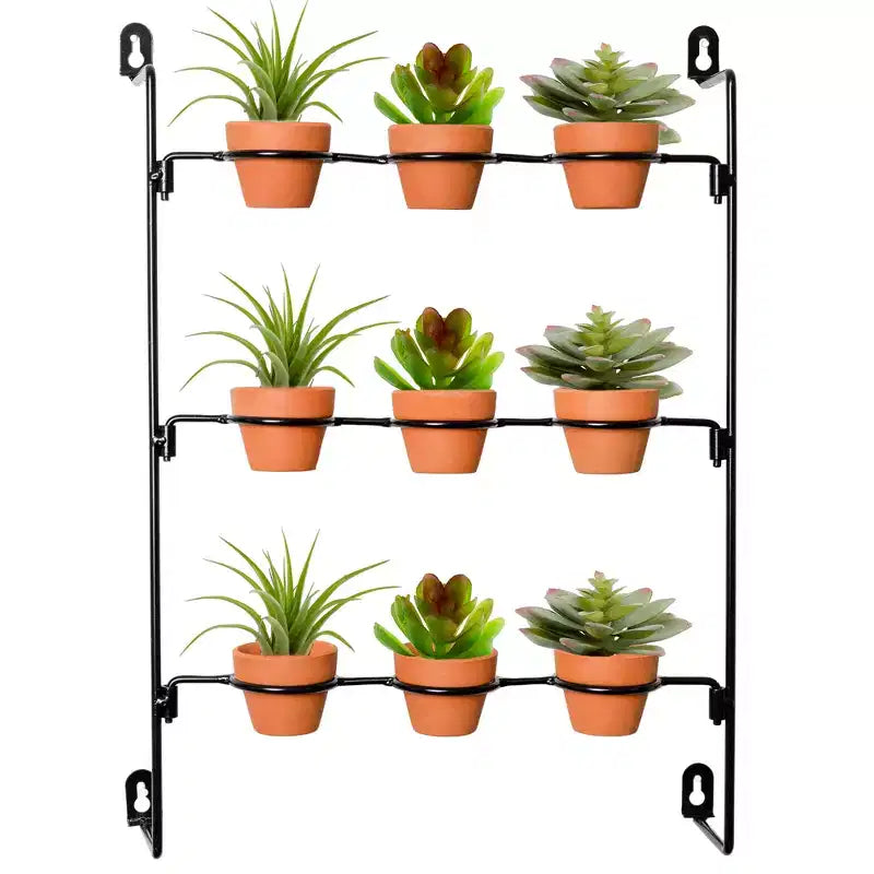 AuldHome Design 2 Mini Clay Pot Hanging Rack; 3x3 Grid Pot Hanger for Plants and Decorative Use