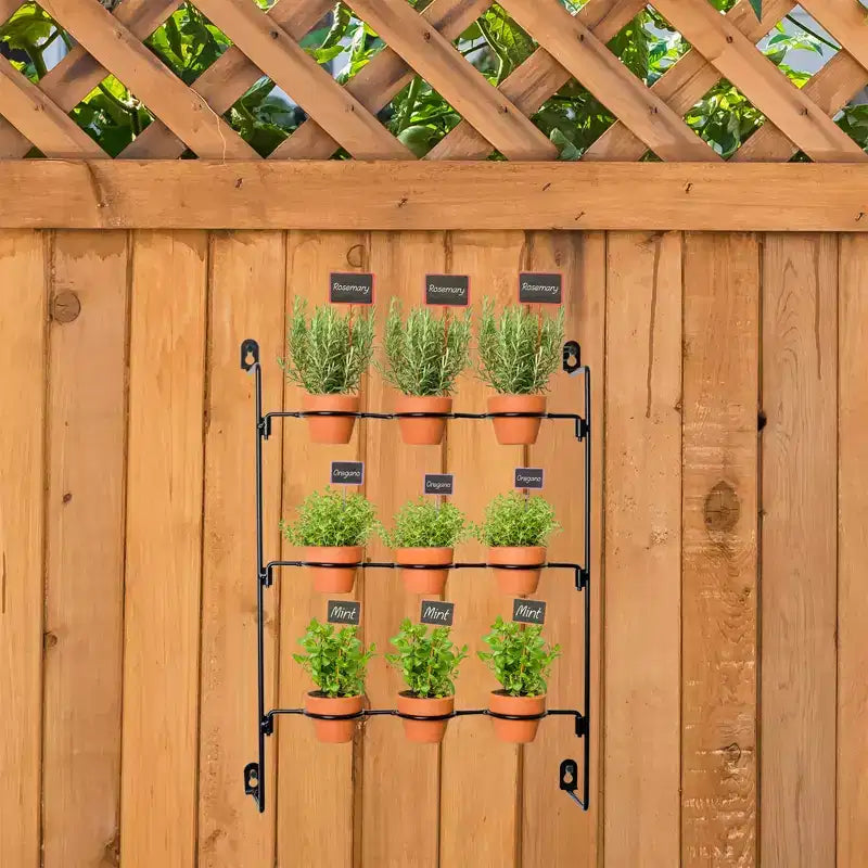AuldHome Design 2 Mini Clay Pot Hanging Rack; 3x3 Grid Pot Hanger for Plants and Decorative Use