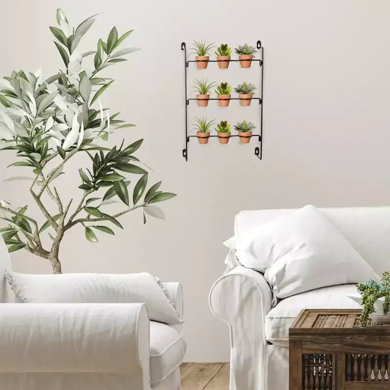 AuldHome Design 2 Mini Clay Pot Hanging Rack; 3x3 Grid Pot Hanger for Plants and Decorative Use