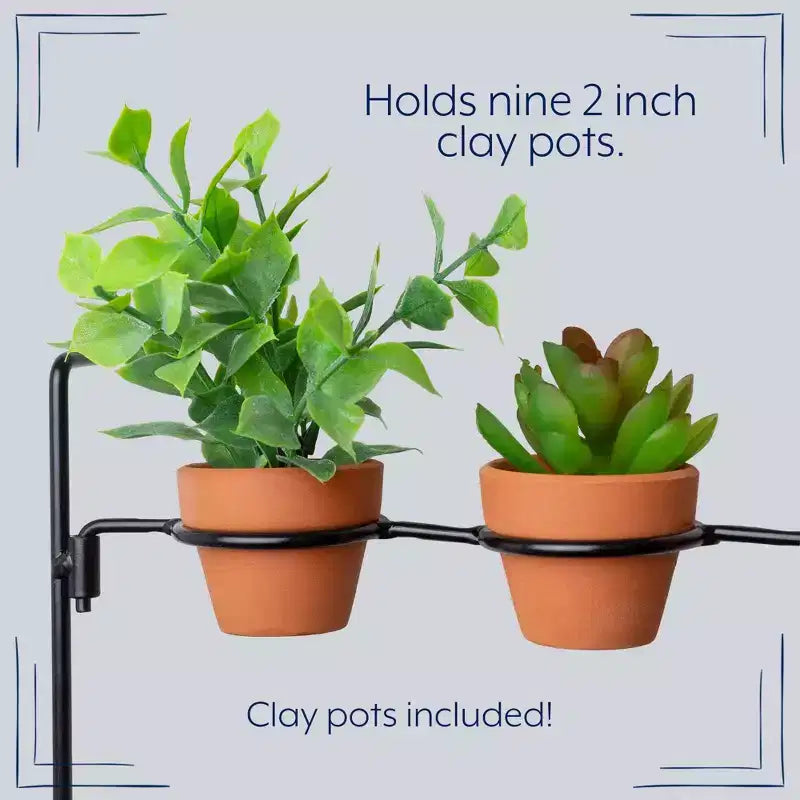 AuldHome Design 2 Mini Clay Pot Hanging Rack; 3x3 Grid Pot Hanger for Plants and Decorative Use
