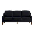 Modern 3-Seat Sofa Couch with Scooped Armrest and Wood Legs - 29.00 x 74.00 x 34.25