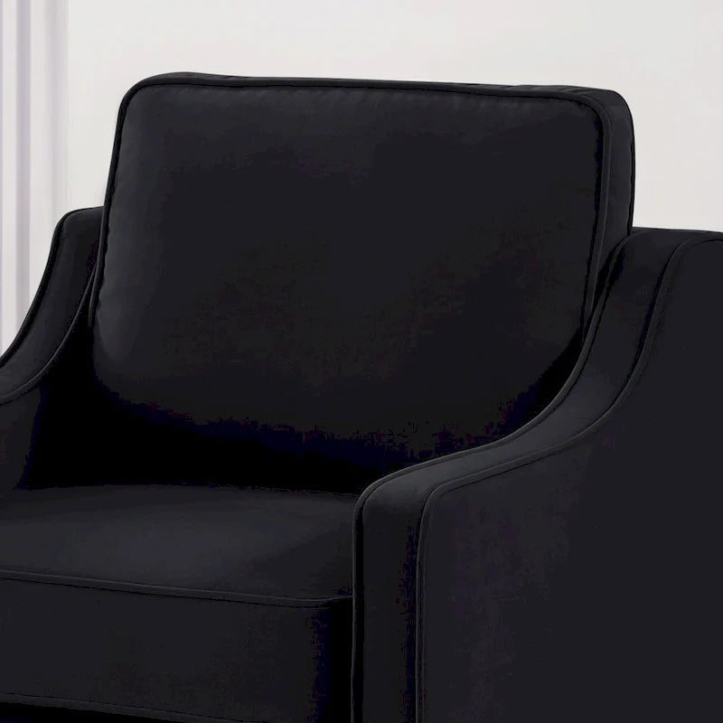 Modern 3-Seat Sofa Couch with Scooped Armrest and Wood Legs - 29.00 x 74.00 x 34.25