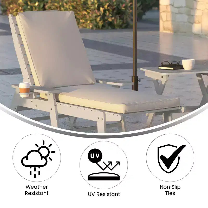 Emma and Oliver Outdoor Water-Resistant Chaise Lounge Patio Cushion