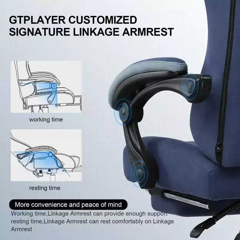 GTPLAYER Gaming Chair Fabric Office Chair with Linkage Armrests Ergonomic Computer Chair