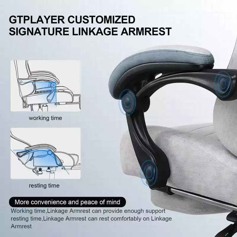 GTPLAYER Gaming Chair Fabric Office Chair with Linkage Armrests Ergonomic Computer Chair