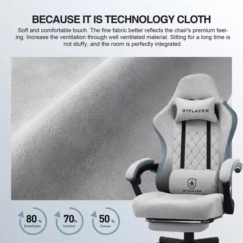 GTPLAYER Gaming Chair Fabric Office Chair with Linkage Armrests Ergonomic Computer Chair