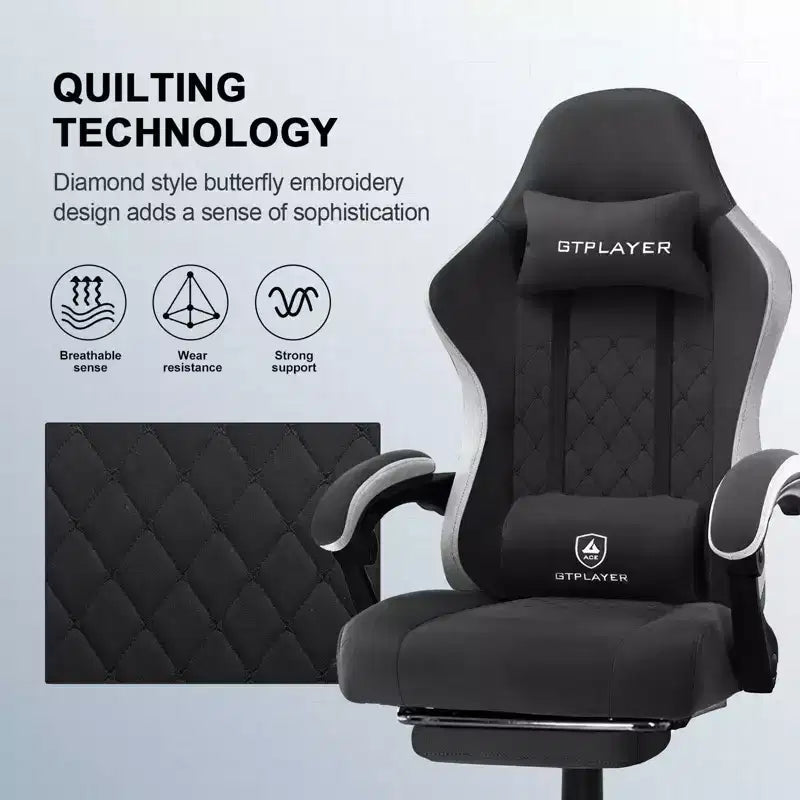 GTPLAYER Gaming Chair Fabric Office Chair with Linkage Armrests Ergonomic Computer Chair