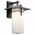 Caterham 17.5 1 Light Outdoor Wall Light with Satin Etched Cased Opal Glass in Olde Bronze