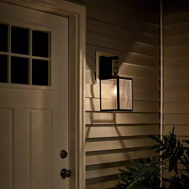 Lahden 12 1 Light Outdoor Wall Light with Clear Seeded Glass in Weathered Zinc