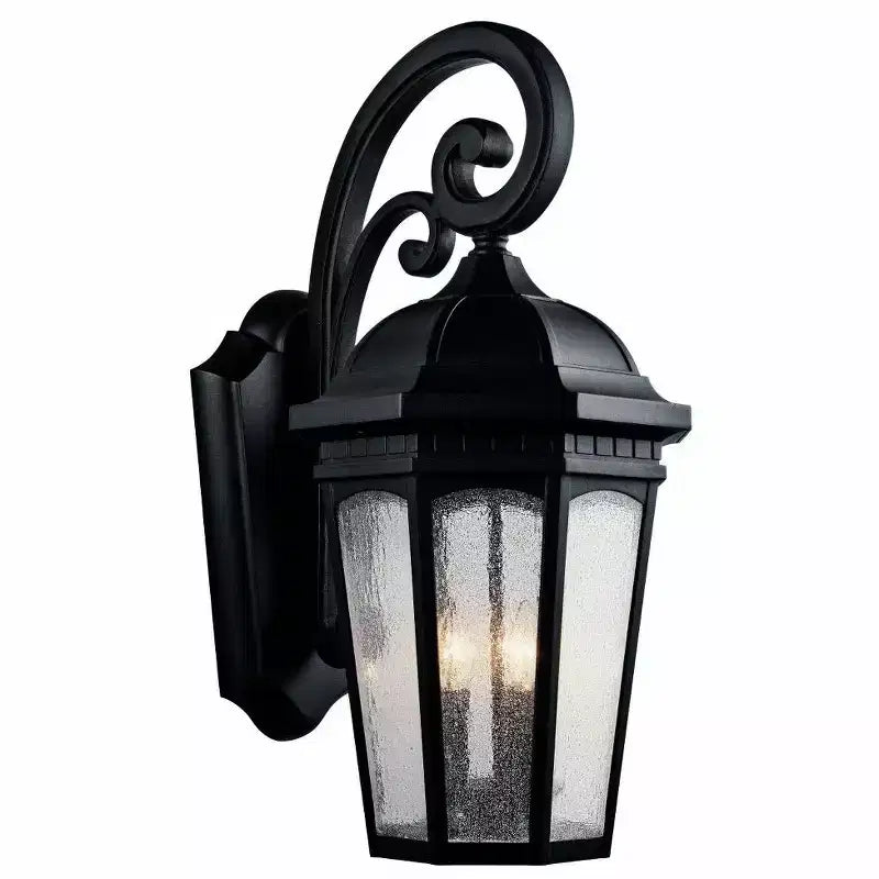 Courtyard 26.5 3 Light Outdoor Wall Light with Clear Seeded Glass in Textured Black