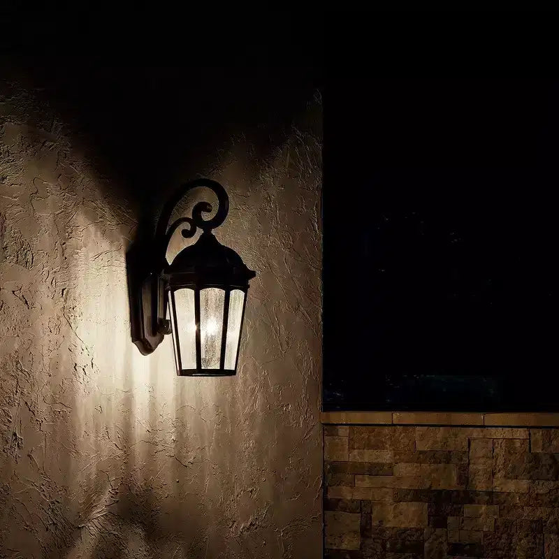 Courtyard 26.5 3 Light Outdoor Wall Light with Clear Seeded Glass in Textured Black